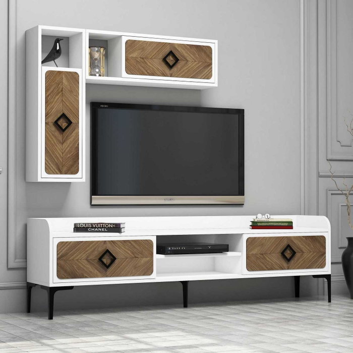 Hanah Home Mueble de TV Samba - Blanco y Nogal